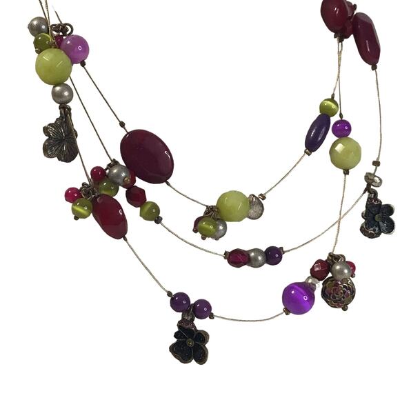 Chico's Triple Strand Beaded Choker Necklace Jewelry Multi-Color - Picture 2 of 6